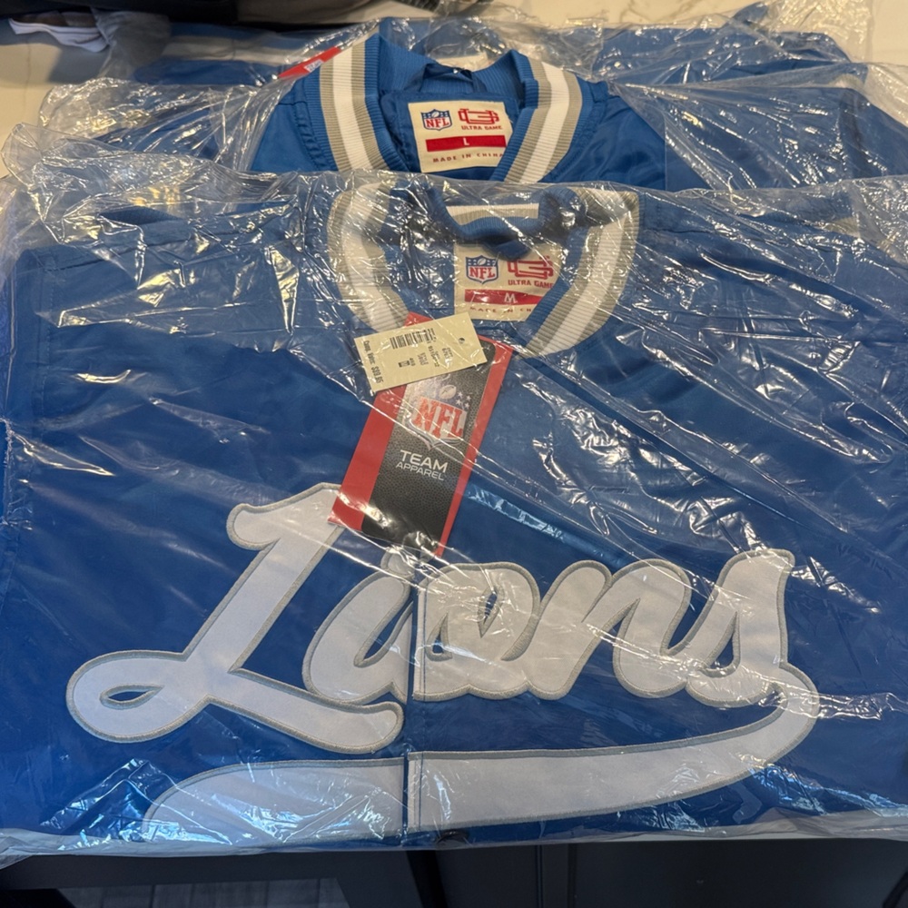 NFL Blue and White Lions Bomber Jacket